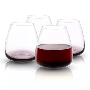 NEW JoyJolt Black Swan 4-pc. Stemless Red Wine Glass Set